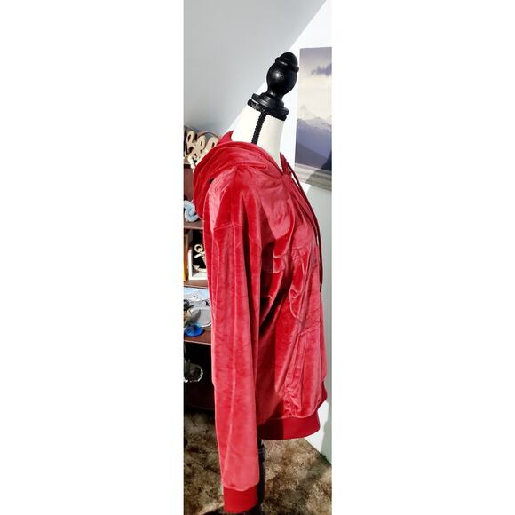 True Religion Mens Red Crushed Velour Budda Hoodie Size M Streetwear Hipster - Picture 4 of 11